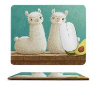MSYKANIX Cute Rustic Avocados Non-Slip Mouse Pad,Watercolor Oil Painting Wild Animal Alpaca Tropical Fruit Avocados with Most Types of Mouse,Stitched Edges for Decoration 25x30 cm