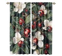MSYKANIX Cute Watercolor Ladybugs Blackout Curtains,Abstract Natural Spring Forest Floral Animals Cartoon Ladybugs Rod Pocket Window Drapes for Living Room 2 Panels,Each 53.5Wx137L cm