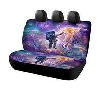MSYKANIX Fantasy Abstract Astronaut Car Cover Set for Rear Bench Seat with Polyester,Colorful Beautiful Outer Space Galaxy Ocean Animal Jellyfish Back Covers Universal