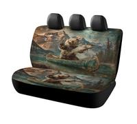MSYKANIX Fantasy Abstract Bear Car Rear Seat Covers Interior for Trucks SUV,Cabin Funny Colorful Hunting Theme Mountain Forest Boat Wildlife Fish Automotive Accessories