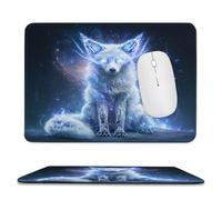 MSYKANIX Fantasy Abstract Fox Non-Slip Mousepad,Realistic Colorful Outer Space Galaxy Animal Fox Starry Sky with Most Types of Mouse,Stitched Edges for Decoration
