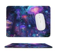 MSYKANIX Fantasy Abstract Jellyfish Soft Stitched Edge Mouse Pad,Colorful Beautiful Forest Night Plant Galaxy Ocean Animal Jellyfishes Non-Slip Mousepad for Office,Home 20x24 cm