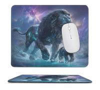 MSYKANIX Fantasy Abstract Lion Soft Stitched Edge Mouse Pad,Colorful Cool Forest Night Mountain Wildlife Lions Starry Sky Non-Slip Mousepad for Office,Home 25x30 cm
