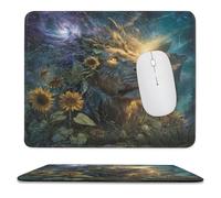 MSYKANIX Fantasy Abstract Lion Soft Stitched Edge Mouse Pad,Vintage Colorful Spring Garden Floral Sunflower Outer Space Starry Sky Non-Slip Mousepad for Office,Home 25x30 cm
