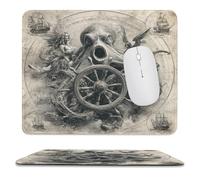 MSYKANIX Fantasy Abstract Octopus Soft Stitched Edge Mouse Pad,Rustic Vintage Ocean Mermaid Nautical Wooden Wheel Pirate Ship Non-Slip Mousepad for Office,Home 25x30 cm