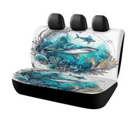 MSYKANIX Fantasy Abstract Shark Car Rear Seat Covers Interior for Trucks SUV,Colorful Watercolor Nautical Fish Ocean Underwater Coral Shark Automotive Accessories