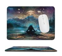 MSYKANIX Fantasy Abstract Yoga Soft Stitched Edge Mouse Pad,Beautiful Colorful Forest Night Mountain Moon Indian Mandala Yoga Non-Slip Mousepad for Office,Home 20x24 cm