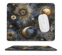 MSYKANIX Fantasy Beautiful Constellation Soft Stitched Edge Mouse Pad,Abstract Colorful Boho Moon Sun Galaxy Night Starry Sky Non-Slip Mousepad for Office,Home 25x30 cm