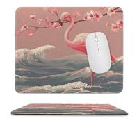 MSYKANIX Fantasy Beautiful Great Waves Soft Stitched Edge Mouse Pad,Abstract Colorful Ocean Waves Flamingo Japanese Cherry Blossom Non-Slip Mousepad for Office,Home 25x30 cm
