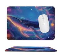 MSYKANIX Fantasy Beautiful Whale Soft Stitched Edge Mouse Pad,Abstract Colorful Ocean Animal Outer Space Galaxy Planet Non-Slip Mousepad for Office,Home 20x24 cm