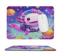 MSYKANIX Fantasy Colorful Axolotl Non-Slip Mousepad,Funny Cartoon Cute Animal Outer Space Galaxy Planet with Most Types of Mouse,Stitched Edges for Decoration 20x24 cm