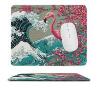 MSYKANIX Fantasy Colorful Great Waves Non-Slip Mouse Pad,Abstract Rustic Ocean Waves Flamingo Japanese Cherry Blossom with Most Types of Mouse,Stitched Edges for Decoration 25x30 cm