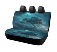 MSYKANIX Fantasy Colorful Lion Car Cover Set for Rear Bench Seat with Polyester,Abstract Cool Forest Night Mountain Wildlife Lions Full Moon Back Covers Universal