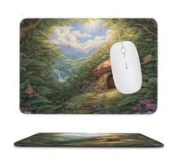 MSYKANIX Fantasy Colorful Mushroom Soft Stitched Edge Mouse Pad,Vintage Cartoon Fairy Tale Forest Trees Floral Daisies Butterfly Non-Slip Mousepad for Office,Home 20x24 cm