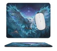 MSYKANIX Fantasy Colorful Owl Soft Stitched Edge Mouse Pad,Abstract Cute Fairy Tale Castle Magic Forest Pine Trees Animal Bird Non-Slip Mousepad for Office,Home 25x30 cm