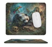 MSYKANIX Fantasy Colorful Panda Non-Slip Mousepad,Abstract Rustic Gothic Skull Summer Tropical Jungle Cute Animal Parrot with Most Types of Mouse,Stitched Edges for Decoration 25x30 cm