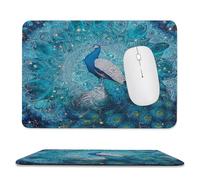 MSYKANIX Fantasy Colorful Peacock Soft Stitched Edge Mouse Pad,Beautiful Abstract Boho Indian Mandala Animal Peacock Feathers Non-Slip Mousepad for Office,Home 20x24 cm
