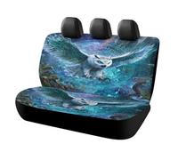 MSYKANIX Fantasy Cute Owl Car Rear Seat Covers Interior for Trucks SUV,Abstract Colorful Fairy Tale Magic Forest Plant Animal Bird Automotive Accessories