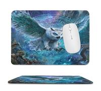 MSYKANIX Fantasy Cute Owl Non-Slip Mousepad,Abstract Colorful Fairy Tale Magic Forest Plant Animal Bird with Most Types of Mouse,Stitched Edges for Decoration 20x24 cm
