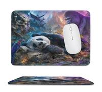 MSYKANIX Fantasy Cute Panda Soft Stitched Edge Mouse Pad,Abstract Colorful Summer Tropical Jungle Cute Animal Parrot Non-Slip Mousepad for Office,Home 20x24 cm