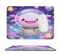 MSYKANIX Fantasy Funny Axolotl Non-Slip Mousepad,Cartoon Colorful Cute Animal Outer Space Galaxy Stars Planet with Most Types of Mouse,Stitched Edges for Decoration 20x24 cm