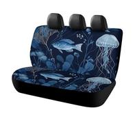 MSYKANIX Fantasy Rustic Jellyfish Car Cover Set for Rear Bench Seat with Polyester,Beautiful Colorful Sea Underwater World Plant Seaweed Nautical Fish Back Covers Universal