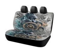 MSYKANIX Fantasy Vintage Octopus Car Cover Set for Rear Bench Seat with Polyester,Abstract Rustic Ocean Mermaid Nautical Wooden Wheel Pirate Ship Back Covers Universal