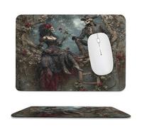 MSYKANIX Fantasy Vintage Skeleton Soft Stitched Edge Mouse Pad,Colorful Romantic Gothic Skull Couple Floral Rose Starry Sky Non-Slip Mousepad for Office,Home 20x24 cm