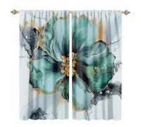 MSYKANIX Fluid Gold Marble Theme Curtains,Modern Beautiful Tie Dye Flowers Vintage Marble Textures Rod Pocket Window Drapes for Living Room 2 Panels,Each 50.5Wx114L cm（Decor）