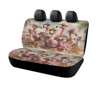 MSYKANIX Funny Abstract Flamingo Car Cover Set for Rear Bench Seat with Polyester,Colorful Cute Coastal Pink Animal Summer Beach Palm Trees Back Covers Universal