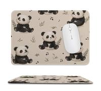MSYKANIX Funny Cartoon Animal Panda Soft Stitched Edge Mouse Pad,Rustic Colorful Bamboo Leaves Music Theme Note Cute Pandas Non-Slip Mousepad for Office,Home 20x24 cm