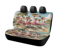 MSYKANIX Funny Cartoon Flamingo Car Cover Set for Rear Bench Seat with Polyester,Cute Colorful Coastal Pink Animal Summer Beach Palm Trees Back Covers Universal