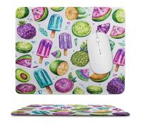MSYKANIX Funny Cartoon Ice Cream Soft Stitched Edge Mouse Pad,Cute Watercolor Summer Theme Fruit Lemon Watermelon Pineapple Avocado Non-Slip Mousepad for Office,Home 25x30 cm