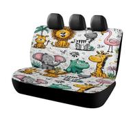 MSYKANIX Funny Cartoon Lion Car Cover Set for Rear Bench Seat with Polyester,Cute Watercolor Tropical Palm Tree Giraffe Zebra Elephant Flamingo Back Covers Universal