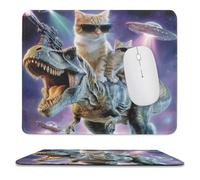 MSYKANIX Funny Colorful Dinosaurs Non-Slip Mouse Pad,Cute Abstract Outer Space Galaxy UFO Cat Wild Animal Dinosaurs with Most Types of Mouse,Stitched Edges for Decoration 25x30 cm