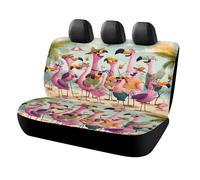 MSYKANIX Funny Colorful Flamingo Car Cover Set for Rear Bench Seat with Polyester,Cartoon Cute Coastal Pink Animal Summer Beach Palm Trees Sun Back Covers Universal