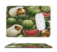 MSYKANIX Funny Cute Guinea Pig Non-Slip Mousepad,Cartoon Colorful Animal Fruit Watermelon Kiwi Plant Leaves with Most Types of Mouse,Stitched Edges for Decoration 20x24 cm
