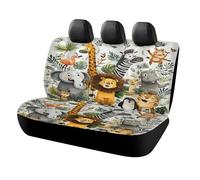 MSYKANIX Funny Cute Lion Car Cover Set for Rear Bench Seat with Polyester,Cartoon Watercolor Tropical Animal Giraffe Zebra Elephant Flamingo Back Covers Universal