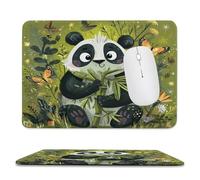 MSYKANIX Funny Cute Panda Soft Stitched Edge Mouse Pad,Watercolor Cartoon Spring Forest Wildlife Butterfly Plant Bamboo Flora Non-Slip Mousepad for Office,Home 20x24 cm