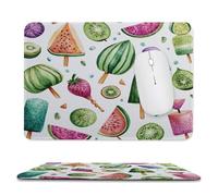 MSYKANIX Funny Watercolor Ice Cream Non-Slip Mousepad,Cute Cartoon Summer Theme Fruit Lemon Watermelon Strawberry with Most Types of Mouse,Stitched Edges for Decoration 20x24 cm