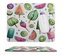 MSYKANIX Funny Watercolor Ice Cream Soft Stitched Edge Mouse Pad,Cute Cartoon Summer Theme Fruit Lemon Watermelon Strawberry Non-Slip Mousepad for Office,Home 25x30 cm