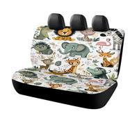 MSYKANIX Funny Watercolor Lion Car Cover Set for Rear Bench Seat with Polyester,Cartoon Cute Tropical Giraffe Zebra Elephant Deer Moose Flamingo Back Covers Universal