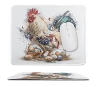 MSYKANIX Minimalist Rustic Rooster Soft Stitched Edge Mouse Pad,Watercolor Realistic American Flag Farmhouse Animal Chicken Non-Slip Mousepad for Office,Home 25x30 cm