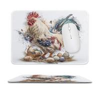 MSYKANIX Minimalist Rustic Rooster Soft Stitched Edge Mouse Pad,Watercolor Realistic American Flag Farmhouse Animal Chicken Non-Slip Mousepad for Office,Home 20x24 cm
