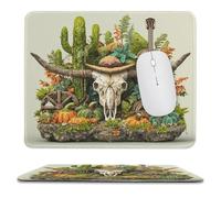 MSYKANIX Modern Abstract Cow Skull Soft Stitched Edge Mouse Pad,Colorful Rustic Cowboy Hat Wooden Wheel Guitar Cactus Pumpkins Non-Slip Mousepad for Office,Home 25x30 cm