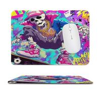 MSYKANIX Modern Abstract Skateboards Soft Stitched Edge Mouse Pad,Funny Colorful Gothic Skull Sports Theme Skateboarding Non-Slip Mousepad for Office,Home 20x24 cm