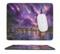 MSYKANIX Modern Beautiful Eiffel Tower Non-Slip Mousepad,Colorful Fantasy Paris City Night Cityscape Starry Sky with Most Types of Mouse,Stitched Edges for Decoration 25x30 cm