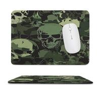 MSYKANIX Modern Colorful Camo Skull Non-Slip Mousepad,Rustic Abstract Green Camouflage Gothic Skull with Most Types of Mouse,Stitched Edges for Decoration 20x24 cm