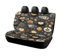 MSYKANIX Modern Colorful Coffee Car Cover Set for Rear Bench Seat with Polyester,Cartoon Cute Botanical Leaves Parttern Kitchen Cafe Beans Back Covers Universal
