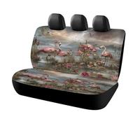 MSYKANIX Modern Colorful Flamingo Car Rear Seat Covers Interior for Trucks SUV,Realistic Rustic Beautiful Wildlife Birds Plant Pink Floral Lotus Automotive Accessories